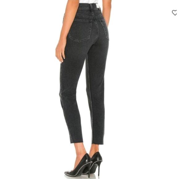RE/DONE Originals 90s High Rise Ankle Crop Black Button Fly Straight Leg Slim 28 - Picture 9 of 16